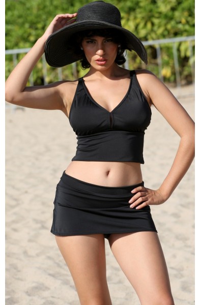 Islander Banded Skirted Tankini